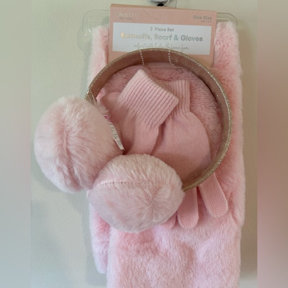 Capelli of New York Girls Pink 3 Piece Set Earmuffs/Scarf/Gloves NWT One… - Picture 4 of 4